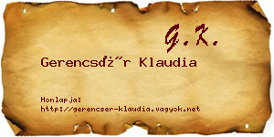Gerencsér Klaudia névjegykártya